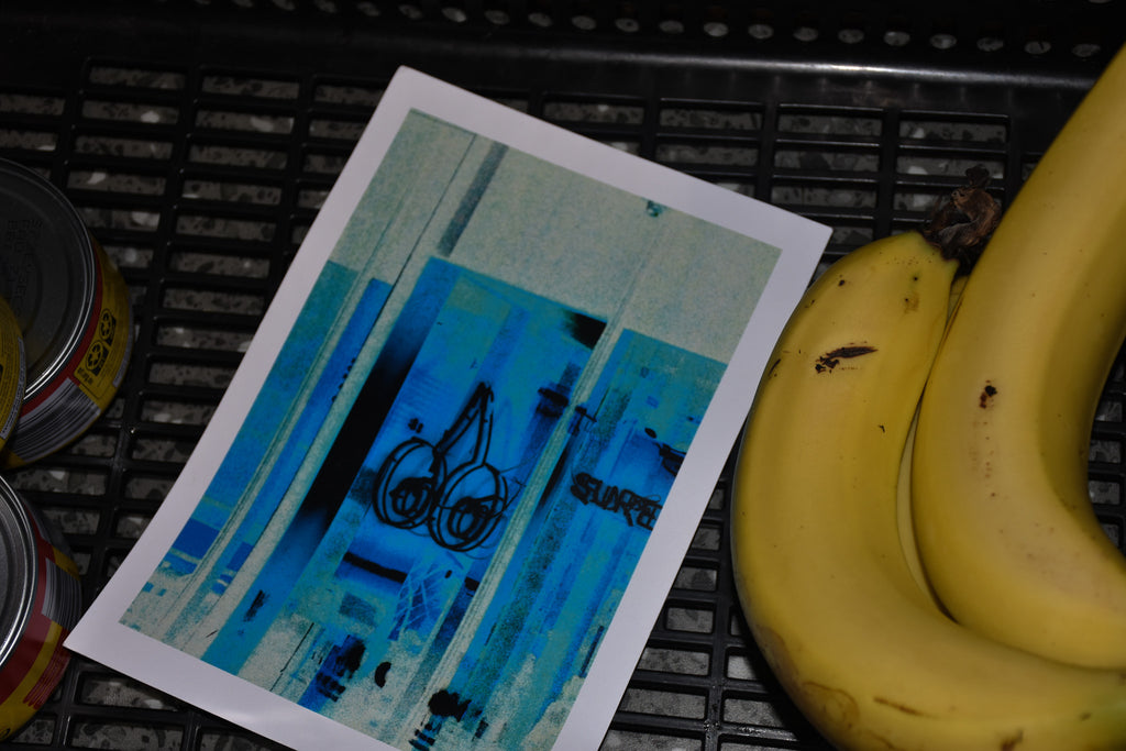 Blue Neon Fruit - Photo Print, Neon Sign Dark Blue Edit