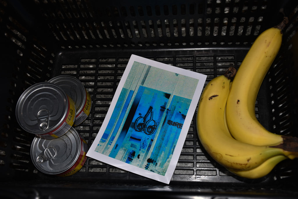 Blue Neon Fruit - Photo Print, Neon Sign Dark Blue Edit